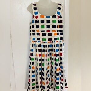 Eshakti 100% Cotton Dress With Full Lining. Back Zipper. Midi Length. Size 14
